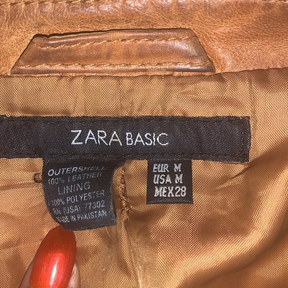 Caramel Leather Blazer Jacket - Picture 3 of 7